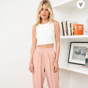 White tie-back cropped tank top